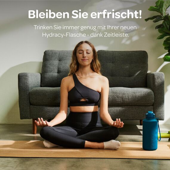 Hydracy Trinkflasche mit Strohhalm und Zeitmarkierung - 2L Wasserflasche - BPA-freie Trinkflasche - Auslaufsichere Sportflasche - Kondensationsfrei für Sport und Outdoor