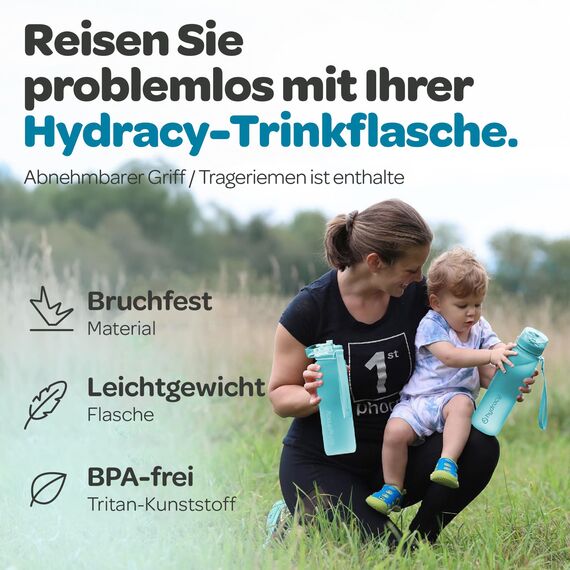 Hydracy Trinkflasche mit Fruchteinsatz - 500ml Wasserflasche - BPA-freie Trinkflasche mit Zeitmarkierung Auslaufsichere Sportflasche - Kondensationsfrei für Sport und Outdoor