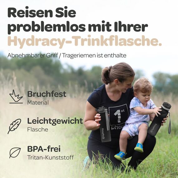 Hydracy Trinkflasche mit Fruchteinsatz - 500ml Wasserflasche - BPA-freie Trinkflasche mit Zeitmarkierung Auslaufsichere Sportflasche - Kondensationsfrei für Sport und Outdoor