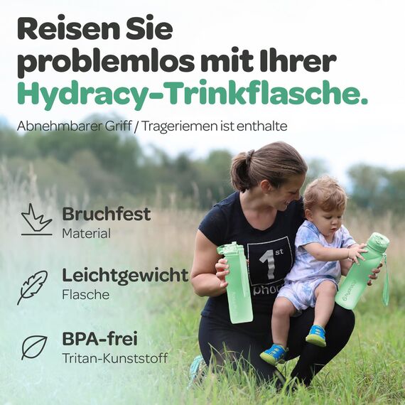 Hydracy Trinkflasche mit Fruchteinsatz - 500ml Wasserflasche - BPA-freie Trinkflasche mit Zeitmarkierung Auslaufsichere Sportflasche - Kondensationsfrei für Sport und Outdoor