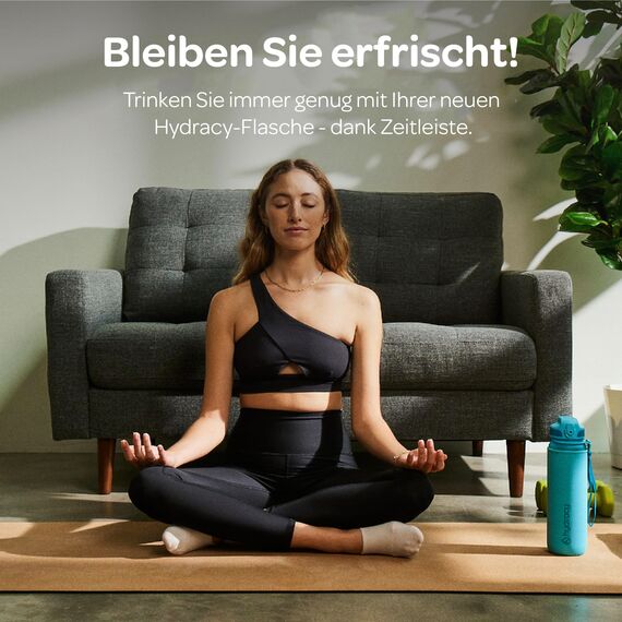 Hydracy Trinkflasche mit Strohhalm und Zeitmarkierung - 1L Wasserflasche - BPA-freie Trinkflasche - Auslaufsichere Sportflasche - Kondensationsfrei für Sport und Outdoor