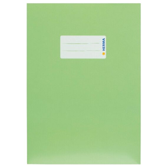 HERMA 19766 Heftumschlag A5 Karton Hellgrün, Hefthülle mit Beschriftungsfeld aus stabilem & extra starkem Papier, Heftschoner für Schulhefte, farbig