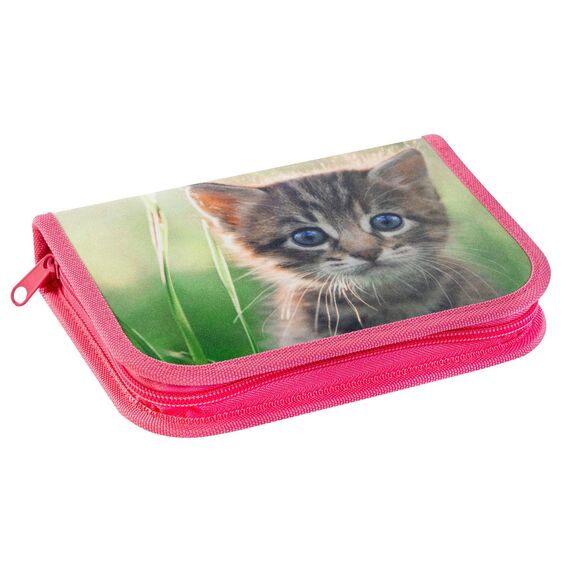 Eberhard Faber 577557 - Federmäppchen Katze, mit 42 Schreibutensilien, Schüleretui befüllt