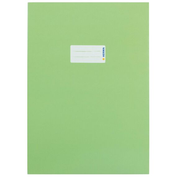 HERMA 19752 Heftumschlag A4 Karton Hellgrün, Hefthülle mit Beschriftungsfeld aus stabilem & extra starkem Papier, Heftschoner für Schulhefte, farbig