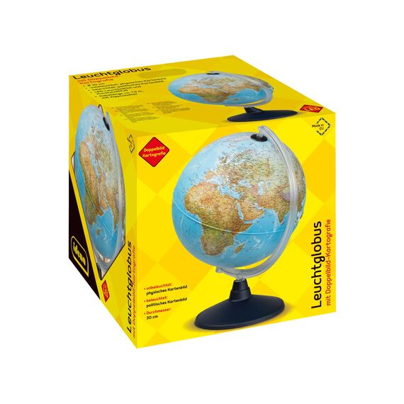 Idena 569902 Leuchtglobus 30 cm mit Halogen Energiesparlampe und zwei Kartenbildern (30 cm)