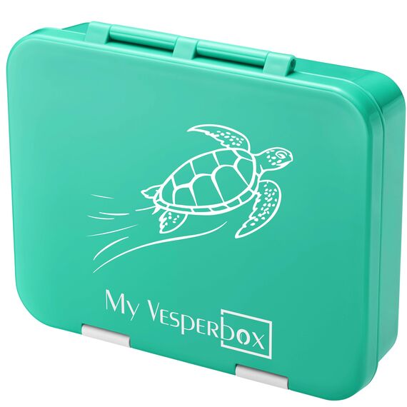 My Vesperbox – Jin - Bento Box Kinder - Lunchbox - extrem robust – Brotdose – Brotbox ideal für Kindergarten und Schule (Türkis - Schildkröte)