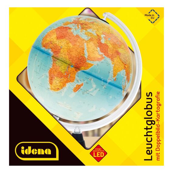 Idena 569902 Leuchtglobus 30 cm mit Halogen Energiesparlampe und zwei Kartenbildern (30 cm)