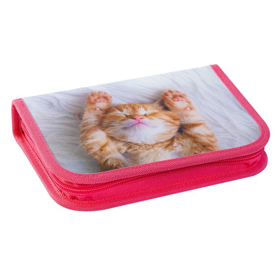 Eberhard Faber 577557 - Federmäppchen Katze, mit 42 Schreibutensilien, Schüleretui befüllt