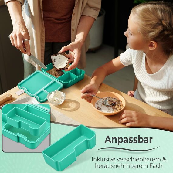 My Vesperbox – Jin - Bento Box Kinder - Lunchbox - extrem robust – Brotdose – Brotbox ideal für Kindergarten und Schule (Türkis)