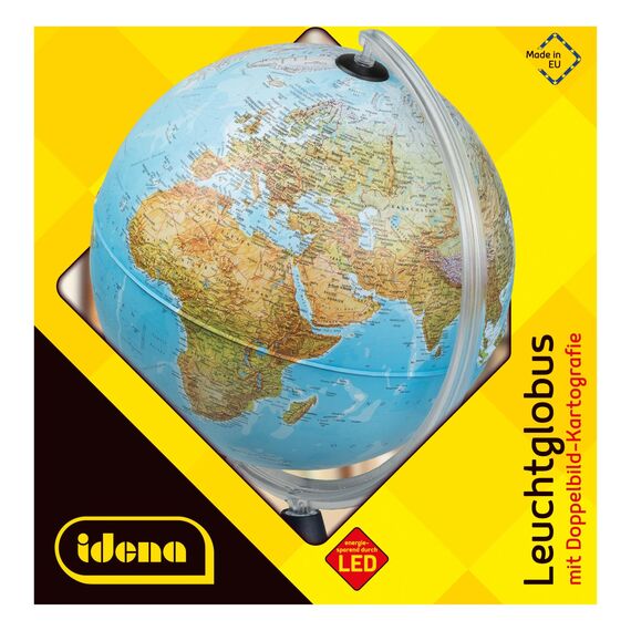 Idena 569902 Leuchtglobus 30 cm mit Halogen Energiesparlampe und zwei Kartenbildern (30 cm)