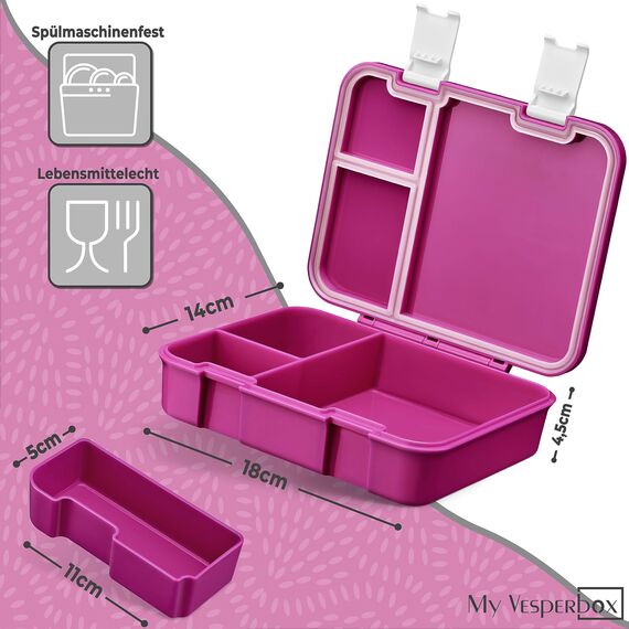 My Vesperbox® Brotdose für Kinder mit Fächern [JIN] - Lunchbox mit Trennfächern - Bento Box - Jausenbox - Brotzeitbox für Schule & Kindergarten - Vesperdose für Jungen & Mädchen