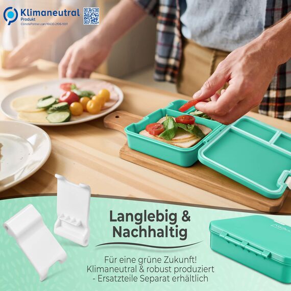 My Vesperbox – Jin - Bento Box Kinder - Lunchbox - extrem robust – Brotdose – Brotbox ideal für Kindergarten und Schule (Türkis)