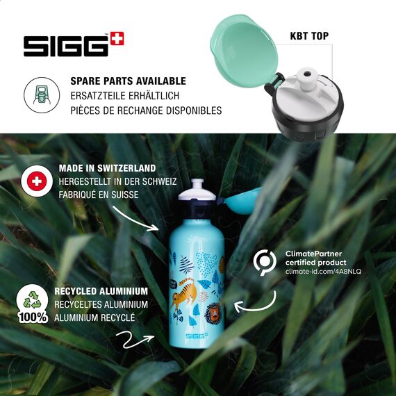 Sigg - Alu Trinkflasche Kinder - KBT Disney Simba Roar - König der Löwen - Auslaufsicher & Bruchsicher - Federleicht - BPA-frei - Klimaneutral Zertifiziert - Sport & Schule - Weissgrün - 0,4L