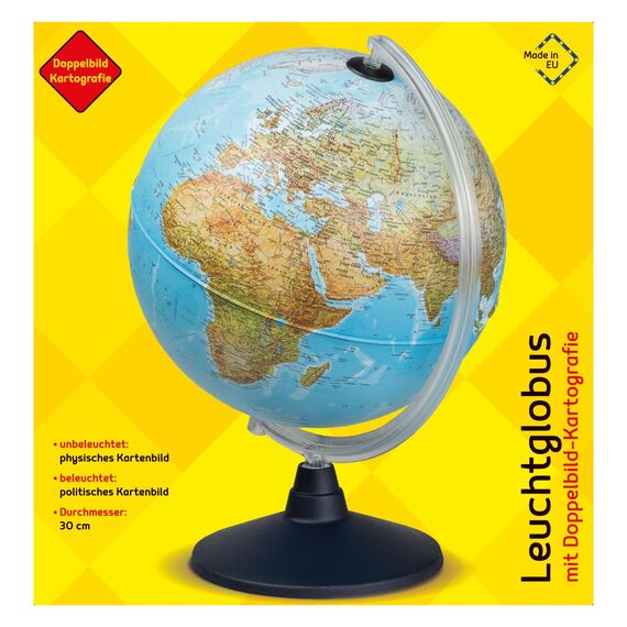 Idena 569902 Leuchtglobus 30 cm mit Halogen Energiesparlampe und zwei Kartenbildern (30 cm)