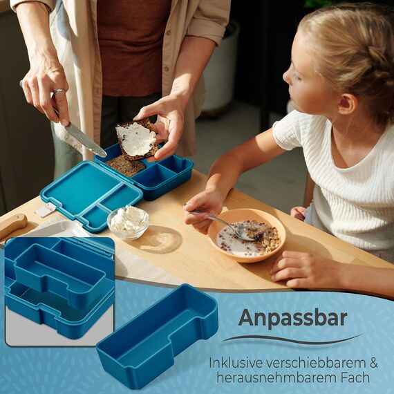 My Vesperbox – Jin - Bento Box Kinder - Lunchbox - extrem robust – Brotdose – Brotbox ideal für Kindergarten und Schule (Petrol - Rakete)