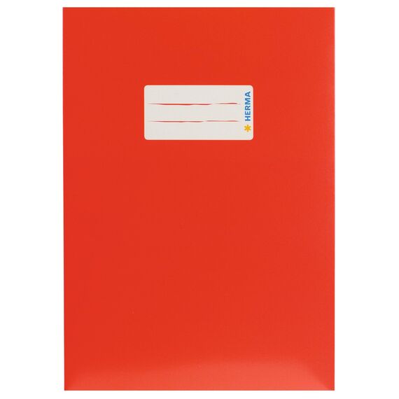 HERMA 19762 Heftumschlag A5 Karton Rot, Hefthülle mit Beschriftungsfeld aus stabilem & extra starkem Papier, Heftschoner für Schulhefte, farbig