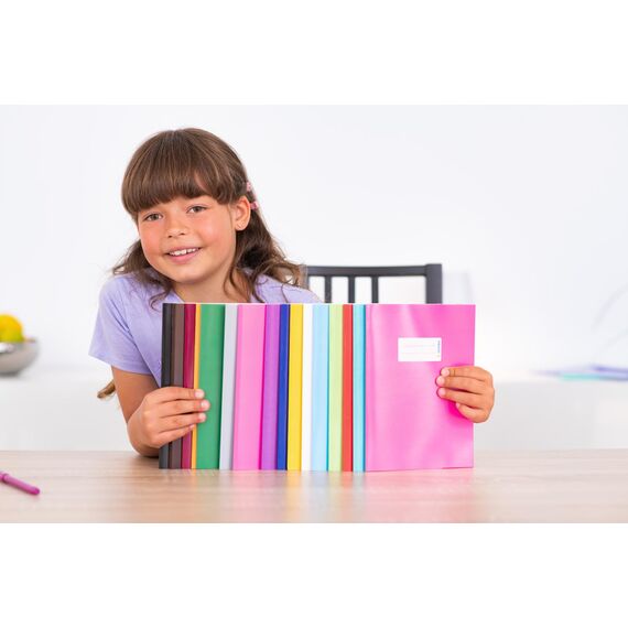 HERMA 19764 Heftumschläge A5 Karton Hellblau, 10 Stück, Hefthüllen mit Beschriftungsfeld aus stabilem & extra starkem Papier, Heftschoner Set für Schulhefte, farbig