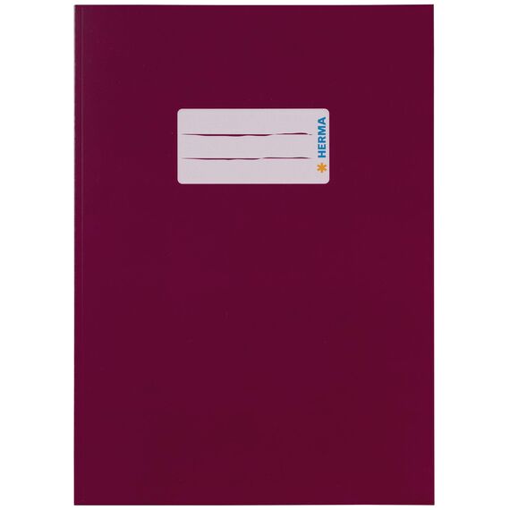 HERMA 19854 Heftumschläge A5 Karton Weinrot, 10 Stück, Hefthüllen mit Beschriftungsfeld aus stabilem & extra starkem Papier, Heftschoner Set für Schulhefte, farbig