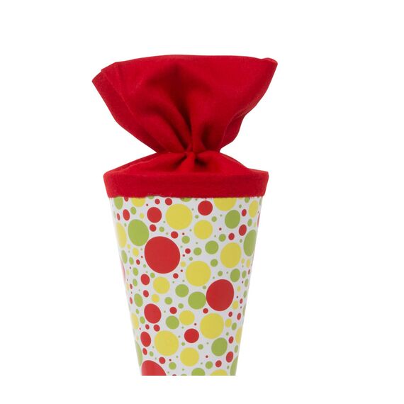 goldbuch 93 011 Geschwistertüte lekker + anders, Schultüte aus Lackarton mit Punktemuster, Geschenkverpackung mit rotem Filzverschluss (ohne Verschlussband), Zuckertüte rund, Länge 35 cm, Ø 11,5 cm