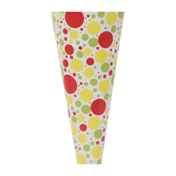 goldbuch 93 011 Geschwistertüte lekker + anders, Schultüte aus Lackarton mit Punktemuster, Geschenkverpackung mit rotem Filzverschluss (ohne Verschlussband), Zuckertüte rund, Länge 35 cm, Ø 11,5 cm