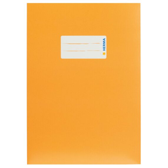 HERMA 19761 Heftumschlag A5 Karton Orange, Hefthülle mit Beschriftungsfeld aus stabilem & extra starkem Papier, Heftschoner für Schulhefte, farbig