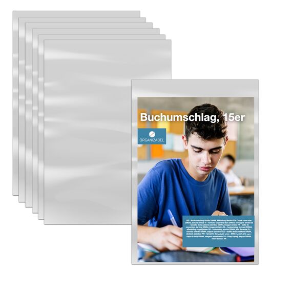 45x Buchhülle & Umschlag, DIN A4 Buchumschlag - durchsichtig & klar- für Bücher, Hefte und Schulmaterial- Buchhülle, Buchschoner & Hefthülle