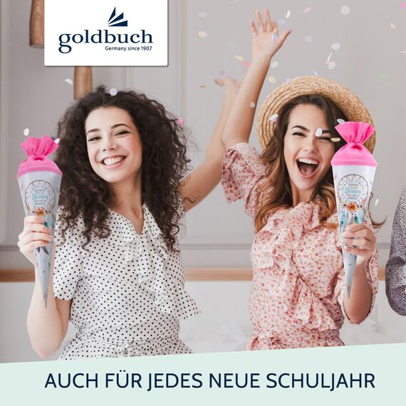goldbuch 93 205 Geschwistertüte Traumfänger, Schultüte mit Traumfängermotiv, Lackkarton, Geschenkverpackung, rosaner Filzverschluss (ohne Verschlussband), Zuckertüte rund, Länge 35 cm, Ø 11,5 cm