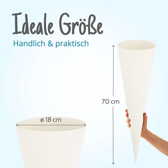 itenga Bastelschultüte 70cm rund Schultütenrohling (Weiß ohne Verschluss)