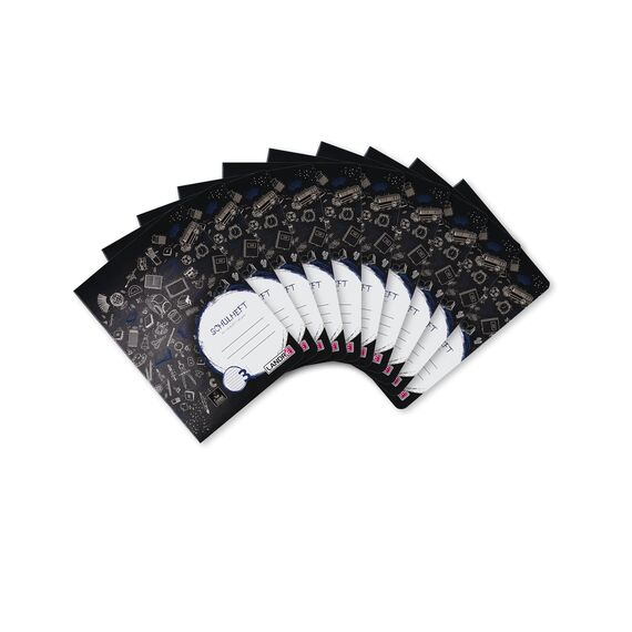 Landre 100050069 Schulheft A5 liniert (16 Blatt a 80g/m² feines, hölzernes Schreibpapier mit Lineatur 3) 10-er Pack, in 3 Designs sortiert