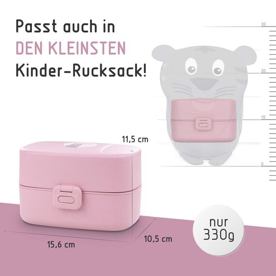 BJORKI® Bento Box für Kinder inkl. BONUS Namensticker - Auslaufsichere Lunchbox mit Fächern - Nachhaltige Brotdose Kinder für Kindergarten & Schule - Die Jausenbox für unterwegs
