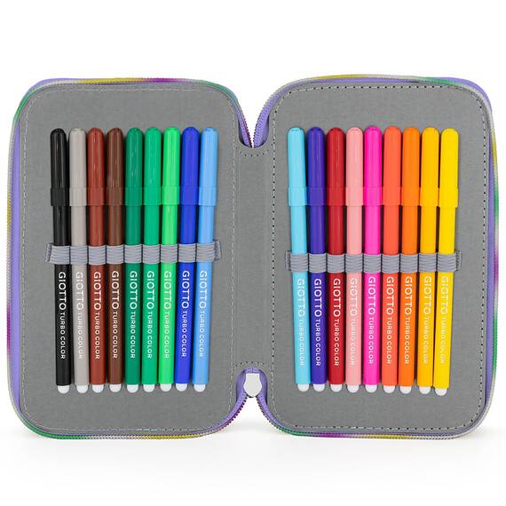 Clondo 3-Fach Federmäppchen Mädchen Gefüllt für Stitch Fan – Schulmäppchen Set 46 Teile mit Radierbaren Stiften, Filzstiften, Buntstiften – ideal für Schule & als Geschenk
