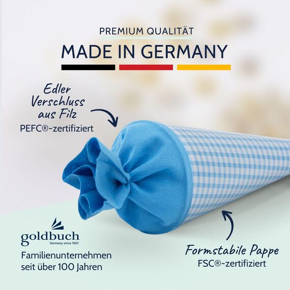 Schultüte 35cm Karo blau