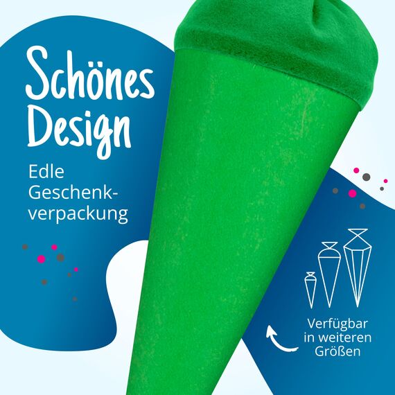 itenga Bastelschultüte 70cm rund Schultütenrohling mit Filzverschluss (Grün mit Filzverschluss)