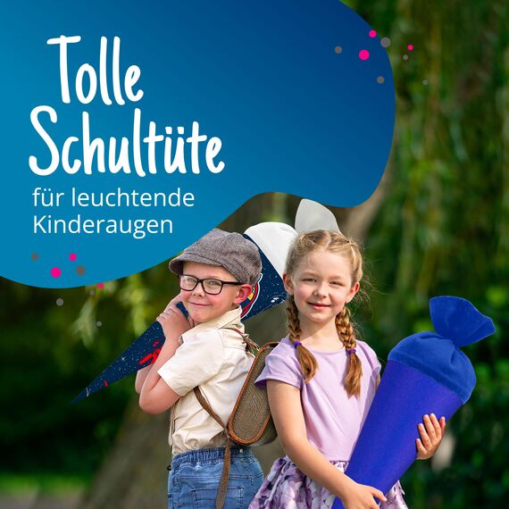 itenga Bastelschultüte Schultütenrohling Zuckertüte Schultüte 70cm rund mit und ohne Filzverschluss (Blau mit Filzverschluss)