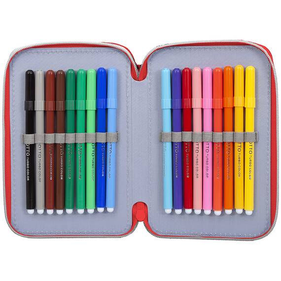 Clondo Federmäppchen 44 Stück, für Avengers Fan, Mäppchen, Mehrfarbig, Federtasche, Etui mit Stiften, Kugelschreiber, Kinder, Grundschule, 3 Fächer, Superhelden