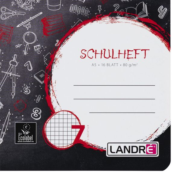 Land Reform 100050073 Basting, A5, 16 Blatt, kariert in Lineatur 7, 7 mm kariert, 80 g/qm feines, holzfreies Schreibpapier 10-er Pack, 3 Motive sortiert