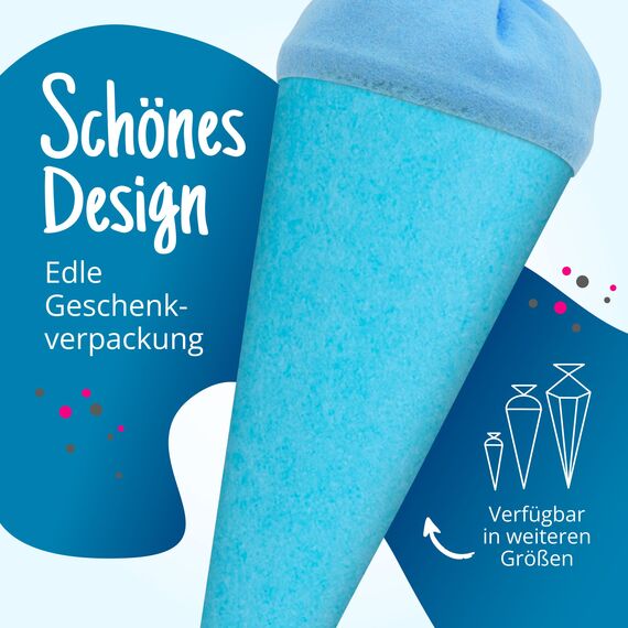 itenga Bastelschultüte Schultütenrohling Zuckertüte Schultüte 70cm rund mit und ohne Filzverschluss (Hellbau mit Filzverschluss)