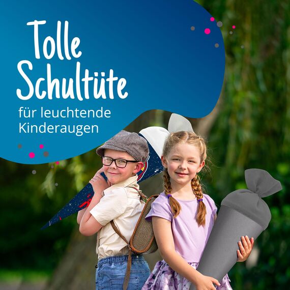 itenga Bastelschultüte Schultütenrohling Zuckertüte Schultüte 70cm rund mit und ohne Filzverschluss (Grau mit Filzverschluss)