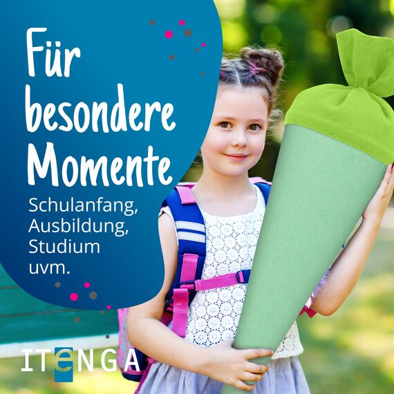 itenga Bastelschultüte Schultütenrohling Zuckertüte Schultüte 70cm rund mit und ohne Filzverschluss (Mintgrün mit Filzverschluss)