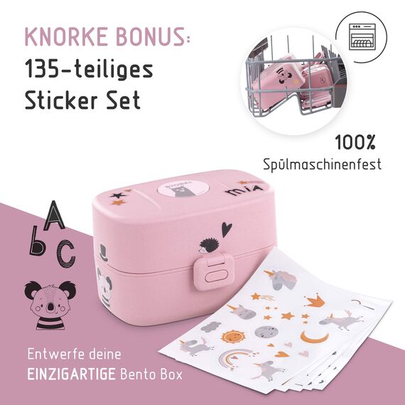 BJORKI® Bento Box für Kinder inkl. BONUS Namensticker - Auslaufsichere Lunchbox mit Fächern - Nachhaltige Brotdose Kinder für Kindergarten & Schule - Die Jausenbox für unterwegs