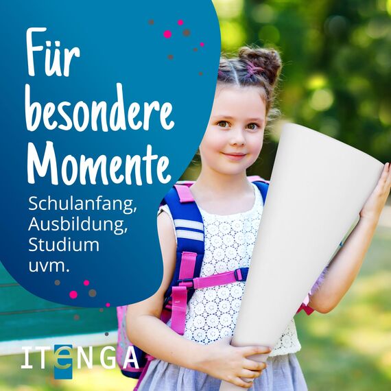 itenga Bastelschultüte 70cm rund Schultütenrohling (Weiß ohne Verschluss)