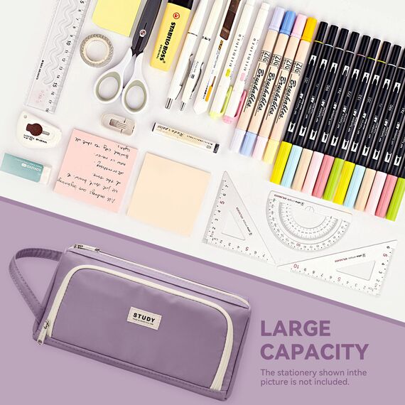 KALIDI Federmäppchen Mäppchen Federtaschen 2 Fächer, extra groß Pencil Case Stifte Etui Schule, Aesthetic Federmäppchen Mäppchen für Mädchen und Jungen, Nylon Lila