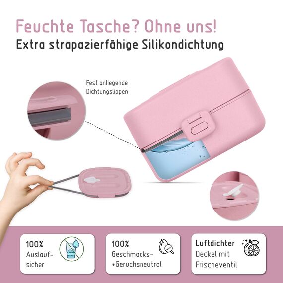 BJORKI® Bento Box für Kinder inkl. BONUS Namensticker - Auslaufsichere Lunchbox mit Fächern - Nachhaltige Brotdose Kinder für Kindergarten & Schule - Die Jausenbox für unterwegs