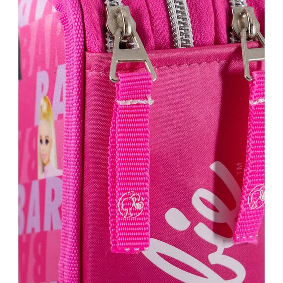 Clondo 3-Fach Federmäppchen für Barbie Fan – 45-teilig, komplett gefüllt – mit Schere, Kleber, Buntstiften, Filzstifte – Rosa – ideal für Schule & als Geschenk Mädchen