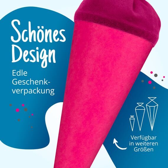 itenga Bastelschultüte Schultütenrohling Zuckertüte Schultüte 70cm rund mit und ohne Filzverschluss (Pink mit FIlzverschluss)