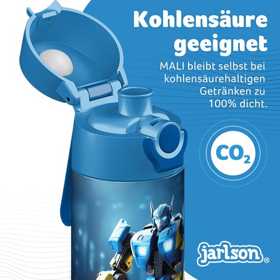 Jarlson® Trinkflasche Kinder Edelstahl MALI [THERMOSFLASCHE] - Kindertrinkflasche Auslaufsicher - Thermoskanne Kohlensäure geeignet - Thermo Trink Flasche für Schule & Kindergarten (350ml, Roboter)