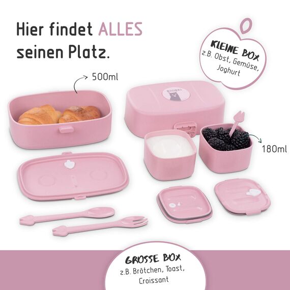 BJORKI® Bento Box für Kinder inkl. BONUS Namensticker - Auslaufsichere Lunchbox mit Fächern - Nachhaltige Brotdose Kinder für Kindergarten & Schule - Die Jausenbox für unterwegs