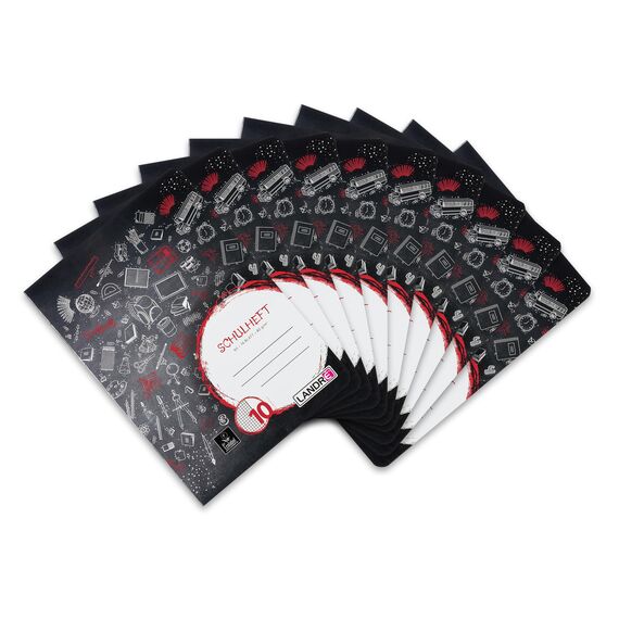 Landre Notizblock A5 für alle gängigen Schriftzüge 80g/m² feines Holz Schreibpapier 10er Pack, 3 Motive sortiert, 16 Blatt