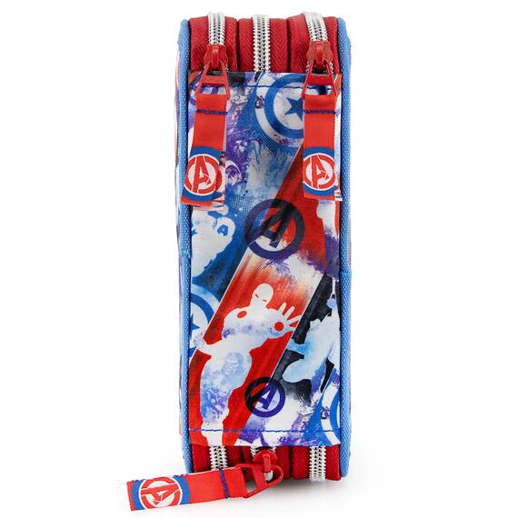 Clondo Jungen 3-Fach Federmäppchen für Avengers Fan – 45-teilig, komplett gefüllt – mit Schere, Kleber, Buntstiften 3.0 – Blau – ideal für Schule & als Geschenk – Iron Man, Captain America, Hulk