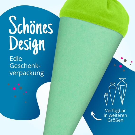 itenga Bastelschultüte Schultütenrohling Zuckertüte Schultüte 70cm rund mit und ohne Filzverschluss (Mintgrün mit Filzverschluss)